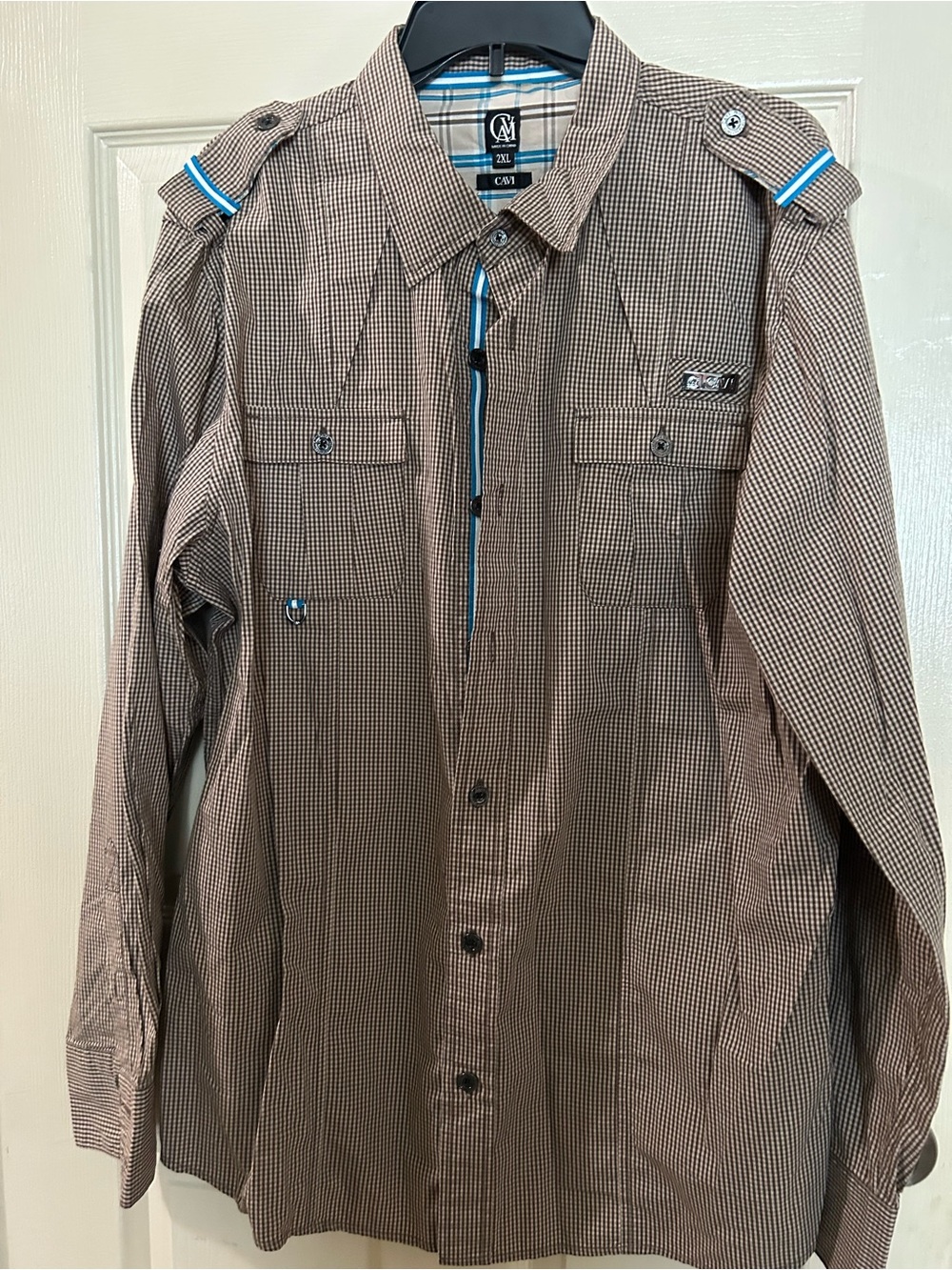 Cavi Brown Check Long-Sleeve Jacket style Button Shirt-Men